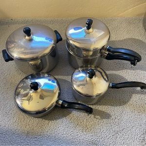 vintage Farbeware aluminum clad stainless steel set of 9